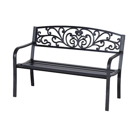 Rootz metal blomsterhavebænk - 2 pers. - 240 kg bæreevne - stål - sort - 127L x 60W x 87H cm