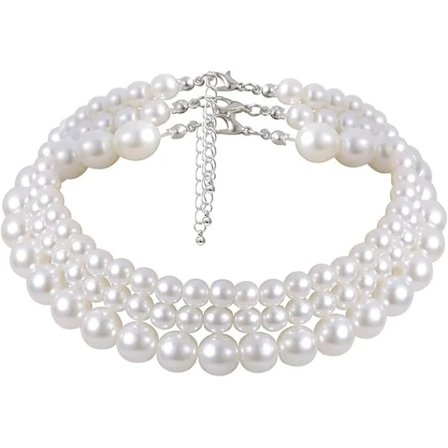 【PP】Jäljitelmä Helmet Kaulakoru Choker Monisäikeinen Helmi Choker Vintage Helmi Kaulakoru Naisille Tytöille Juhlat Tanssiaiset Häät Syntymäpäivä 