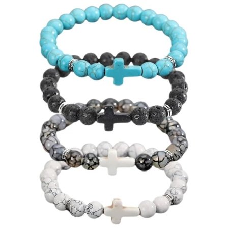 4 st Korsarmband Herr Dam Armband Stenpärlor Stretcharmband