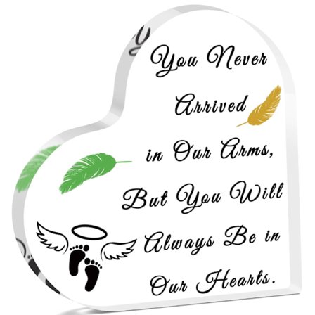 Gaver til mødre i forbindelse med spontan abort, forældre, mor, baby, mindehjerteformet plakette, tab af baby, kondolence, akrylhjerte, minde om 