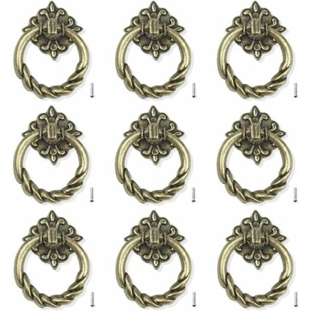 9 kpl Vintage Huonekalujen Vetimet Laatikon Rengasvetimet Nuppi Ruuveilla Antiikki Messinki Huonekalujen Sisustus Vetokahva Keittiön Kaappiin Kaappiin