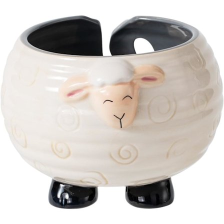 Garnskål til hækling, stor fåreformet keramisk garnholder, hækle skål