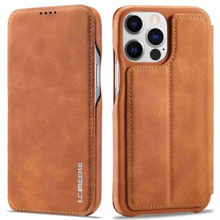 LC.IMEEKE iPhone 14 Pro Max Wallet Cover Card Holder Stand - Light Brown