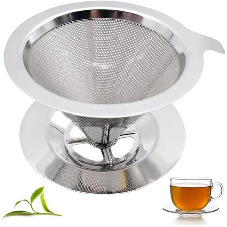 Permanent kaffefilter i rustfrit stål, genanvendeligt kegleformet kaffefilter uden papir, hånddryp kaffefilter til 1-4 kopper