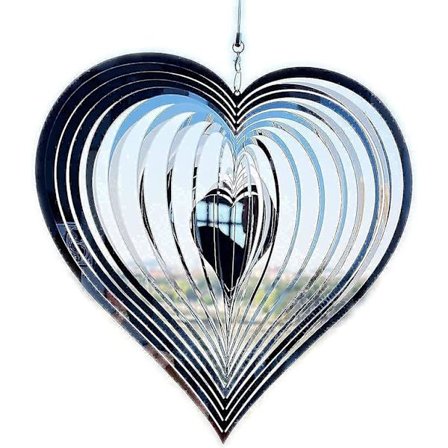 Hjärtformade vindspel utomhus, roterande vindspel i metall