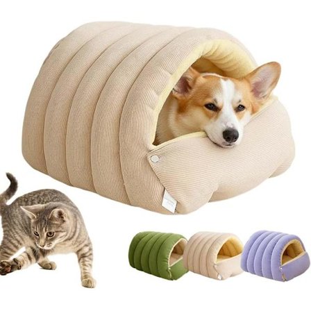 Kattehule Hundehule – Varm Katteseng / Hundeseng med Aftagelig Pude, Blød Vinter Hundeseng/Katteseng til Indendørs Brug