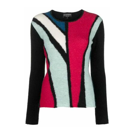 Emporio Armani Round-neck Knitwear , Zwart , Dames , Maat: L Truis
