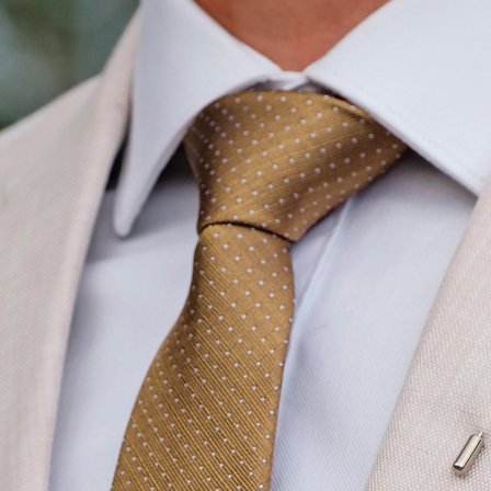 Gold Polka Dot Silk 6cm Tie for Men - Patterned Ties