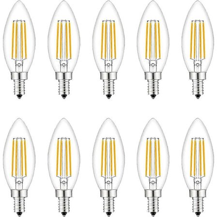 Små skrue LED-pærer, 10-pak E14 kertepærer dæmpbare, pærer 40W E14/SES ækvivalent, 220V, varm hvid