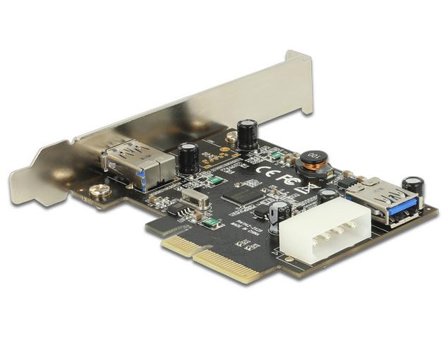 Delock PCI Express x4 Card > 1 x external + 1 x internal SuperSpeed USB 10 Gbps (USB 3.1, Gen 2) - USB-adapter - PCIe 3.0 x4 - USB 3.1 x 1 + USB 3.1