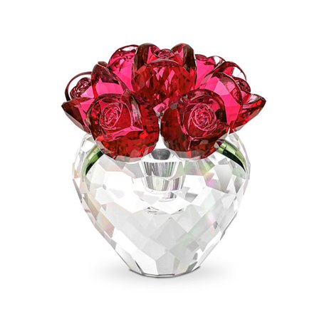 (rød)Glass Blomsterbukett med Vase Hjemmedekor Romantisk Gave til