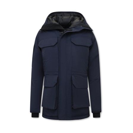 Matogla Halflange Heren Winterjas met Capuchon - 7503 - Blauw blå, Herr Vinterjackor, Herr, Storlek: S