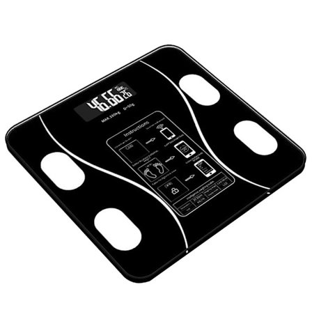 [CA] Digital Baderomsvekt Kroppsfett BMI Monitor SVART Svart