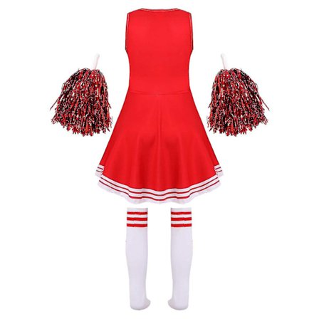 Barn Cheerleading Kostume Skolepige Cheerleader Uniformer Cheer Dans Outfits Til Halloween Kjole Med Strømper Blomst D_y