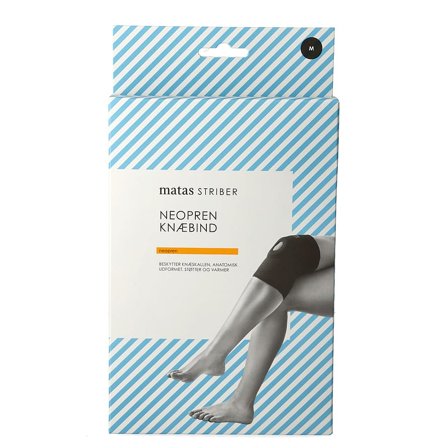Matas Striber Neopren Knæbind Åben Patella Sort M, Medicin & Pleje, Støttebind, Knæstøtte
