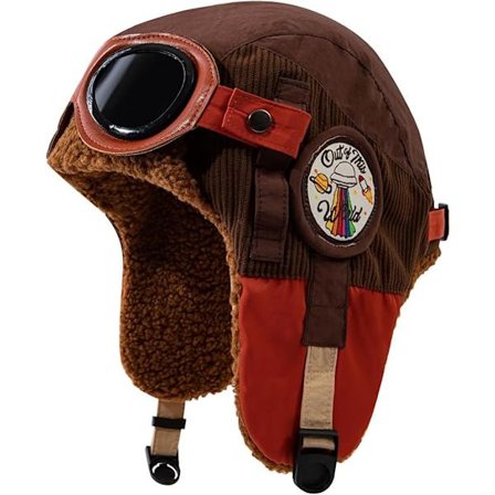 Vinter Trapper Hat Aviator Hat med Goggles Øreklapper Russisk Trooper Pilot Cap til Mænd Kvinder Koldt Vejr Ski Hat, 02