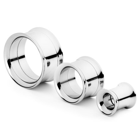 Thin-Rimmed Silver-Tone Steel Ear Tunnel for Men - Ear tunnels