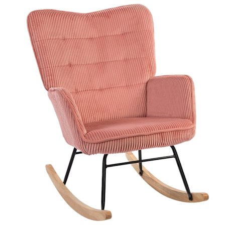 Rootz Rocking Stol - Afslapningsstol - Sygeplejestol - Lastkapacitet 120 kg - 98 cm x 71 cm x 101 cm - lyserød polyester