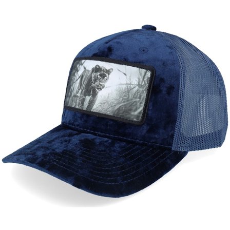 Calza Pennello - Blå trucker Caps - Black Panther Big Patch Velvet Navy Trucker @ Hatstore
