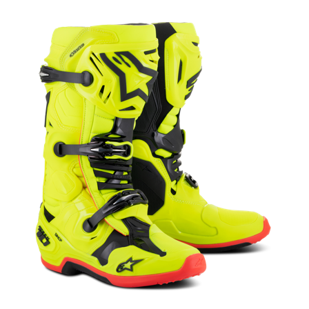 Crossstiefel Alpinestars Tech 10 Gelb Fluo/Schwarz/Rot Fluo 44,5