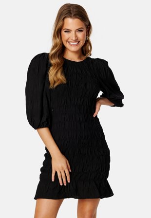 VILA Wendya O-Neck 3/4 Smock Dress Black Klær