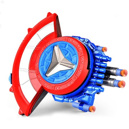 Marvel Avengers Mech Strike Captain America Strikeshot Shield Rolleleke med 20 myke kuler, for barn fra 5 år og oppover