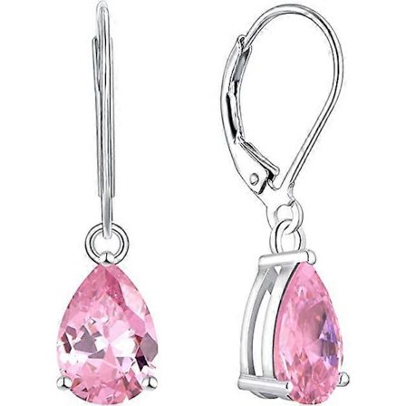 Hängande örhängen 925 Sterling Silver Droppformade Leverback Örhängen Födelsestenssmycken Presenter till Kvinnor