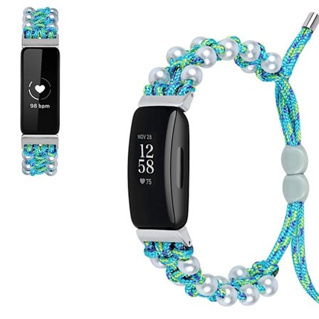 Fitbit Inspire / Inspire HR nylonudsmykket urrem i perlestil - Blå