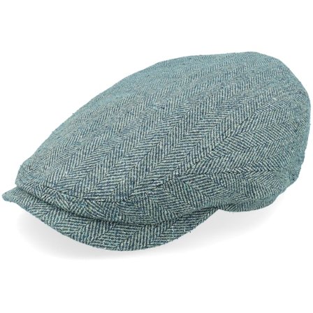 Stetson - Groen flatcap Cap - Driver Silk Green/Blue Herringbone Flat Cap @ Hatstore
