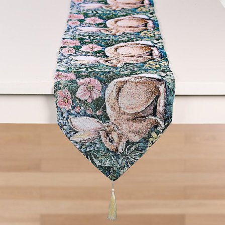 Dekorationer Stickad Duk Bordslöpare Kreativ Påsk Bordsduk Bordsdekoration Hem Klä Upp, Fet Grå Kanin