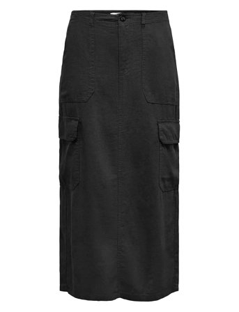 Onlmalfy-Caro Linen Long Skirt Pnt Black ONLY