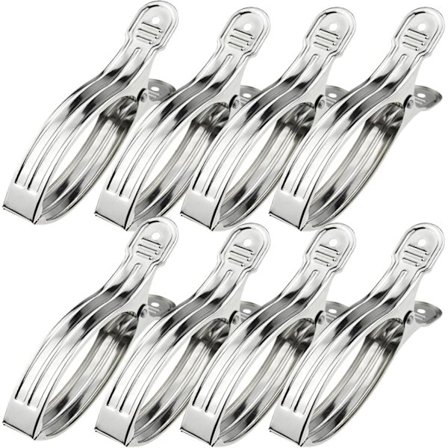 8 Stora Klädnypor i Rostfritt Stål, Stora Klädnypor Vindtäta