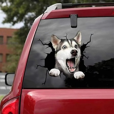 Bilklistremerke for bil, SUV, vinduer, Pitbull Crack Rottweiler Crack bilmerke for hunder (husky)