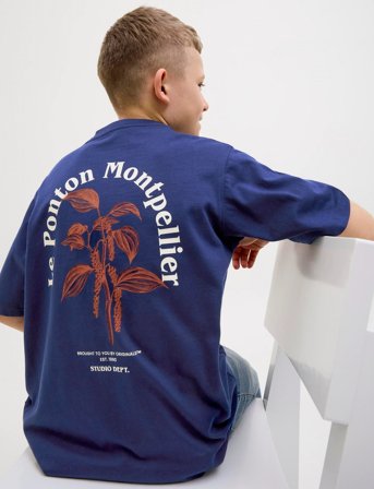 Jack & Jones Jorparos Easter Sketch Tee Ss Crew N Jnr - Navy - 128