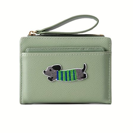 Brodert lommebok i imitert skinn for kvinner med stor kapasitet, flere kortspor