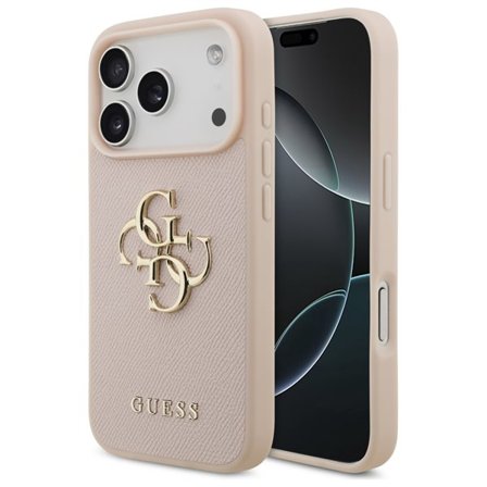 Guess Grained Big 4G & Classic Logo iPhone 17 Pro-fodral - Rosa