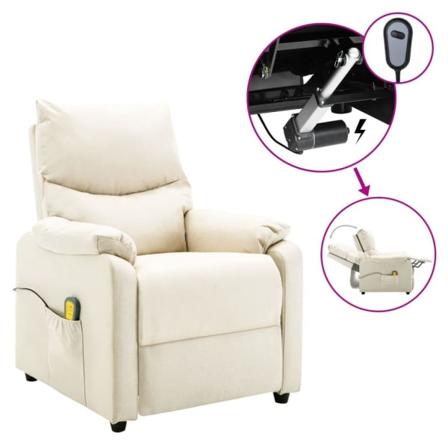 Vidaxl Elektrisk Massagefåtölj Gräddvit Tyg Creme