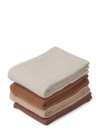Leon Muslin Cloth 4-Pack Baby & Maternity Baby Sleep Muslins Muslin Cloths Beige Liewood*Betinget Tilbud