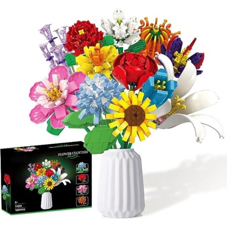 1006 st Blomsterbukett Byggsats Set (2023 nya block) 12 olika blommor inkluderar lilja, ros, michelia, kamelia