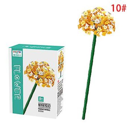 DIY Blomsterbuket Tulipan Rose Gypsophila Byggeklodser Legetøj Puslespil Mursten Model (Gul)