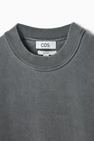 COS Men's Felpa In Cotone Lavato Dal Taglio Rilassato in Nero