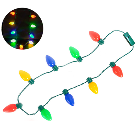 2 stk. Julelys LED9 lysende halskæde farverige store lys bu