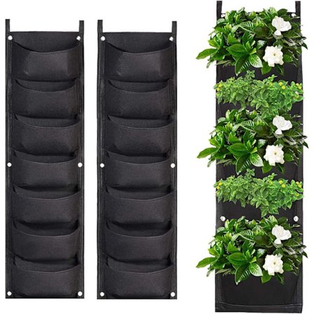 2-pakks veggplantekasser med 7 lommer, hengende veggplanter