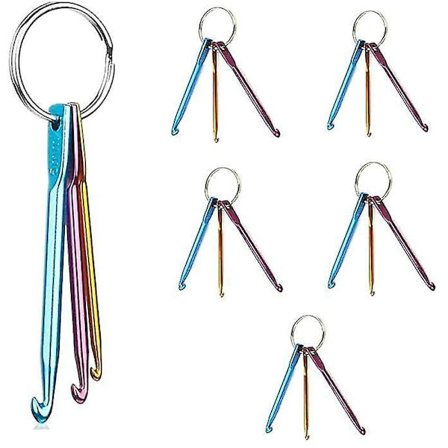 6 Pak Hæklenåle Mini Bærbare Nåle Metal Nøglering Holder