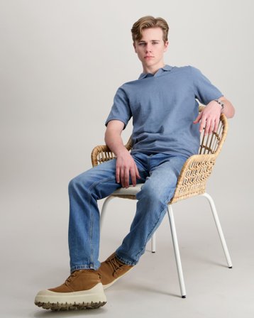 Jack & Jones JJKANE KNIT SPLIT NECK POLO JNR Blå Tröjor Kille - Kids Brand Store