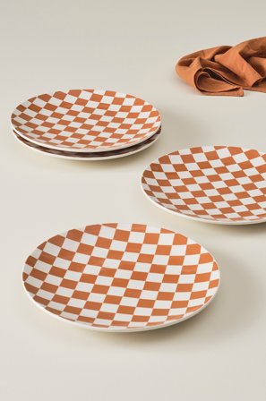 Jotex - Tallerken 4-pakning ø 28,5 Cm Oransje/hvit - ELLA - Kjøp Tallerkener hos Jotex
