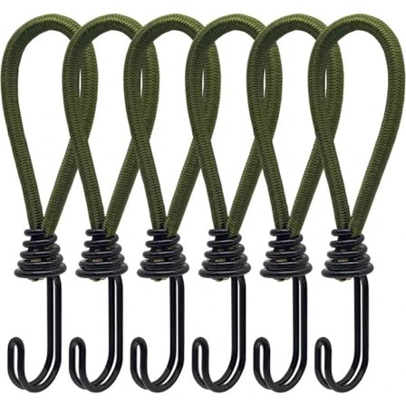 6 st Gummiband med spiralkrokar för tält, presenningar, PVC-banderoller, paviljonger, studsmattor, solsegel