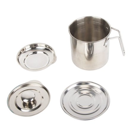 Olie Filter Kande i Rustfrit Stål med Håndtag 1300ml Køkken Fedtbeholder