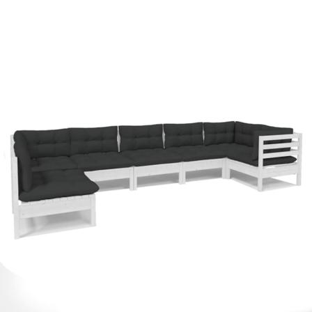 Vidaxl Loungegrupp Med Dynor 7 Delar Vit Massiv Furu Vit