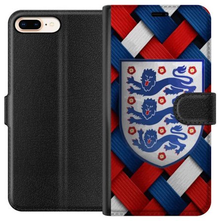 Yhteensopiva Lompakkokotelo Apple Apple iPhone 7 Plus Graafinen Englanti-aihe heraldisilla leijonilla ja punaisella, valkoisella ja sinisellä punotul